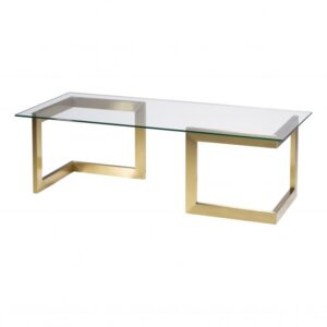 Geo Coffee Table w/ Gold Base and Glass