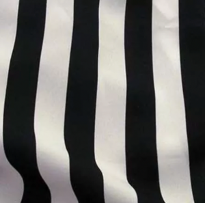 Print Linens Satin Black & White Stripe 8' Drape 90" x 156"