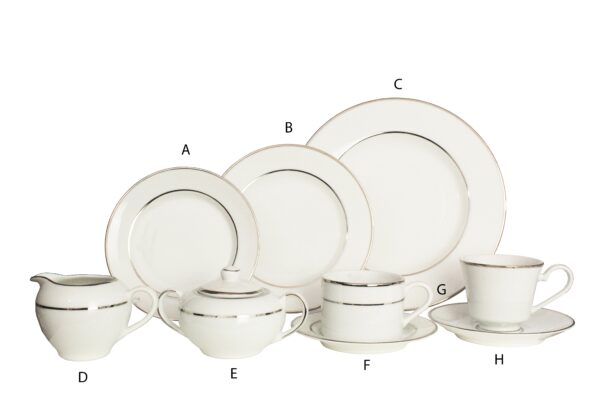 White with Silver Tea Cup 5 oz