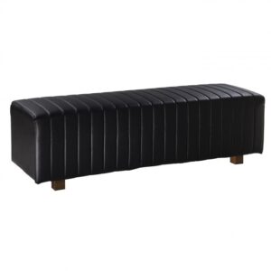 Beverly Ottoman in Linen Black Vinyl