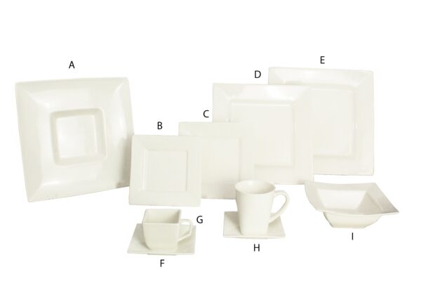 White Square Rim Bowl 7"